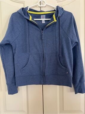 Jane and Bleecker Soft Zip-Up Front Pocket Hoodie Jacket - Blue With Back Logo